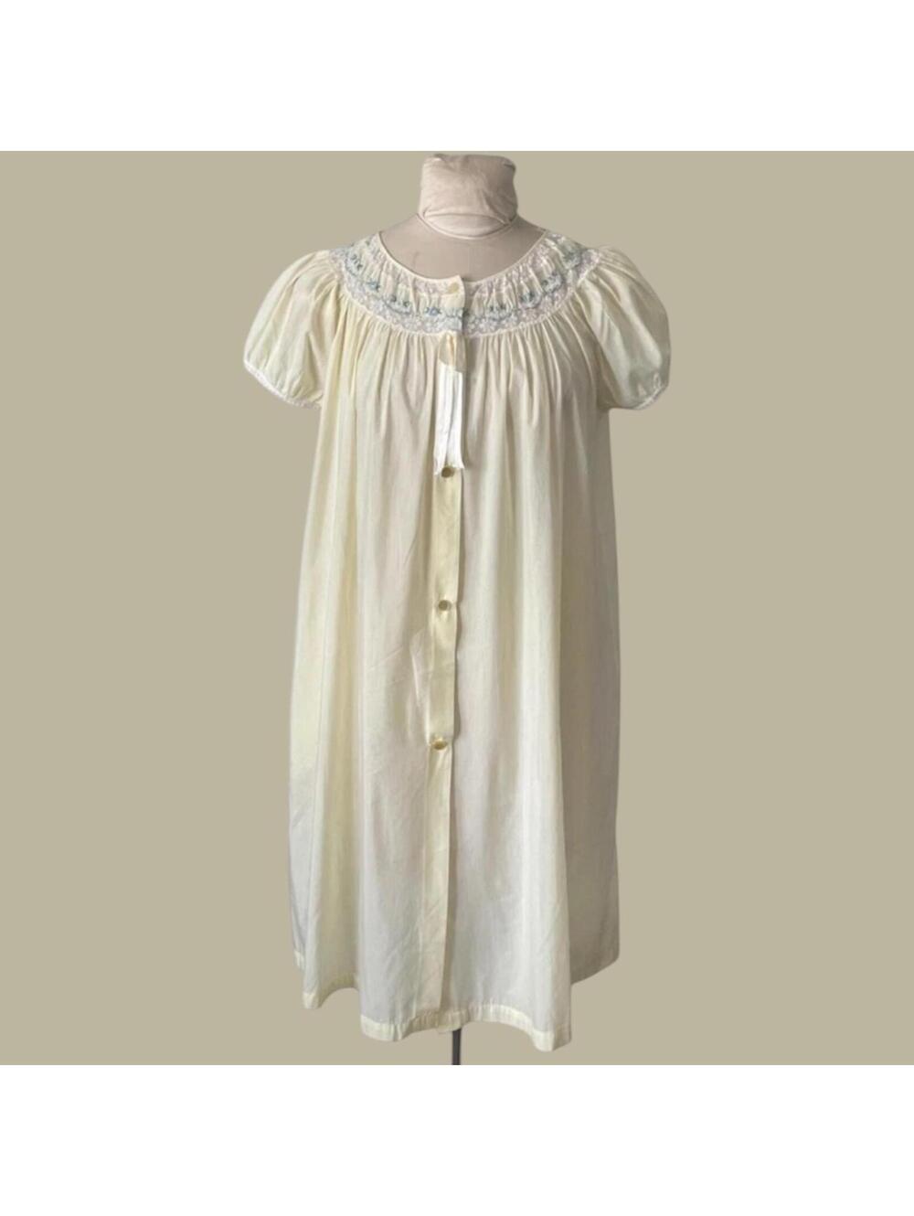 Vintage Lingerie, Yellow Robe, Shadowline Duster, Nightie, Nightgown Knee Length